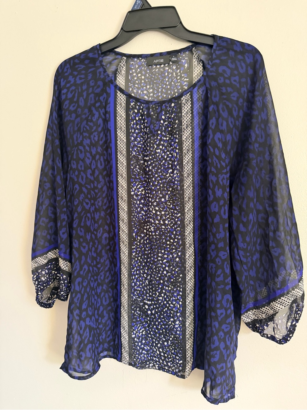 Apt. 9 Navy and Black Sheer Animal Print Tunic